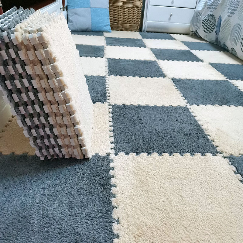 Cross-border Foam Puzzle Mat Suede Patchwork Carpet Fluffy Carpet Bedroom Carpet Machine Washable Padded Mat