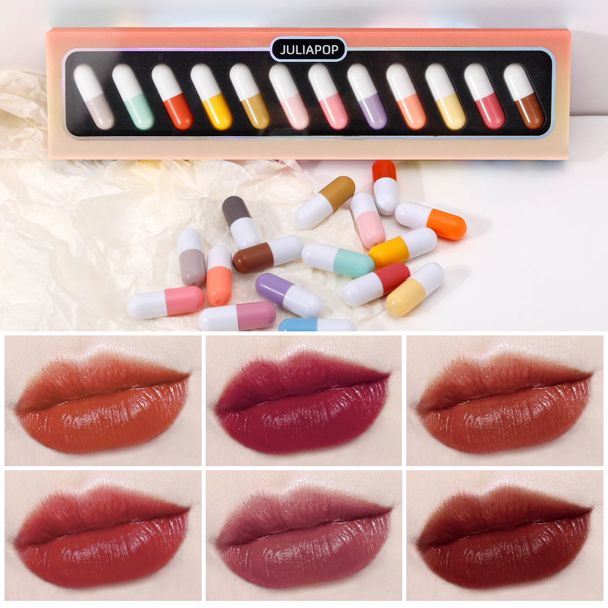 Cross-border JULIAPOP capsule lipstick set explosions recommended ins12 color mini lipstick set Wholesale