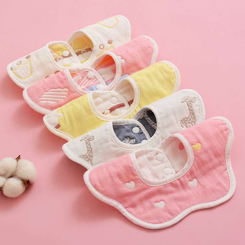 Petal bib cotton factory direct wholesale 360 octagonal six-layer gauze cotton plum petal bib