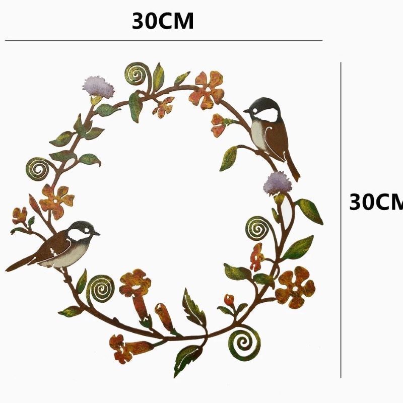 メタルガーデンアートフラワーリング鳥窓ぶら下げフラワーリングアイアンアートサークル鳥窓装飾|undefined