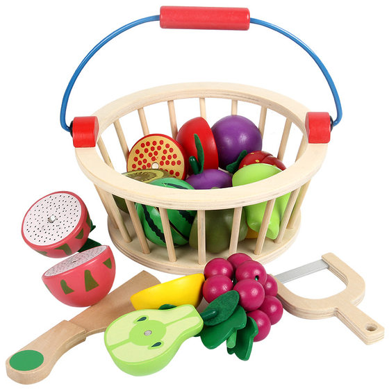 Wooden Magnetic Children's Educational Playhouse Toy Simulation Fruit Cut and Watch Game Vegetable Cut and Play Building Blocks