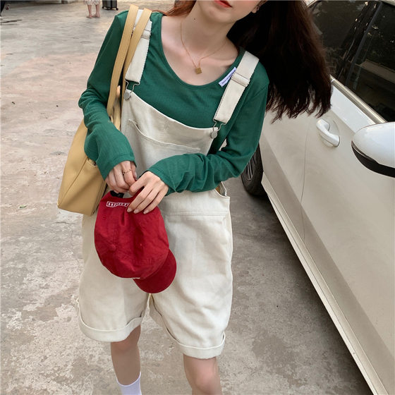 Age-reducing suspenders women's 2022 new solid color design sense of small suspenders shorts women's spring and summer tide a generation of hair