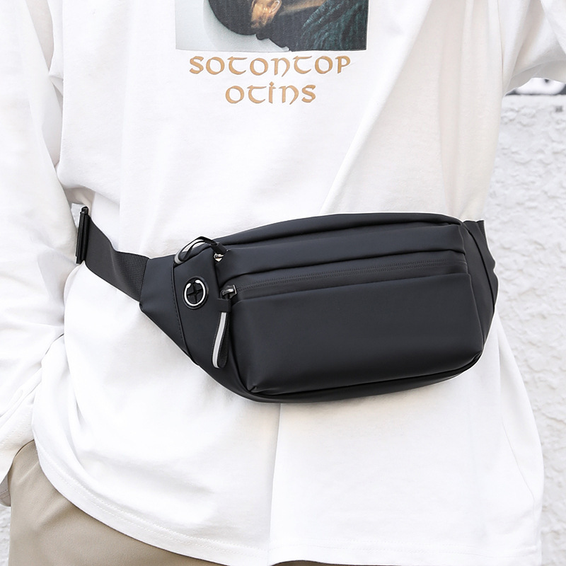 Nylon Waist Bag Men's Chest Bag Casual Crossbody Bag Outdoor Sports Leather Film Trendy Simple Single Shoulder Chest Bag Printable logo