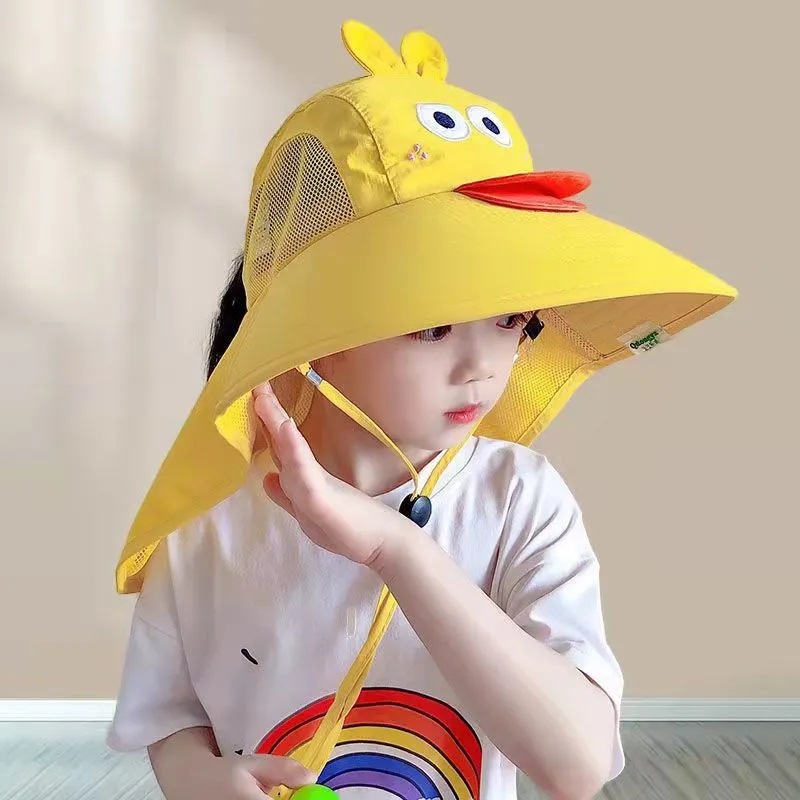 Cappello da sole per bambini, ragazzi e ragazze, protezione UV, cappello da sole estivo, cappello da sole a tesa larga, cappello da pescatore sottile e traspirante_voghion.com