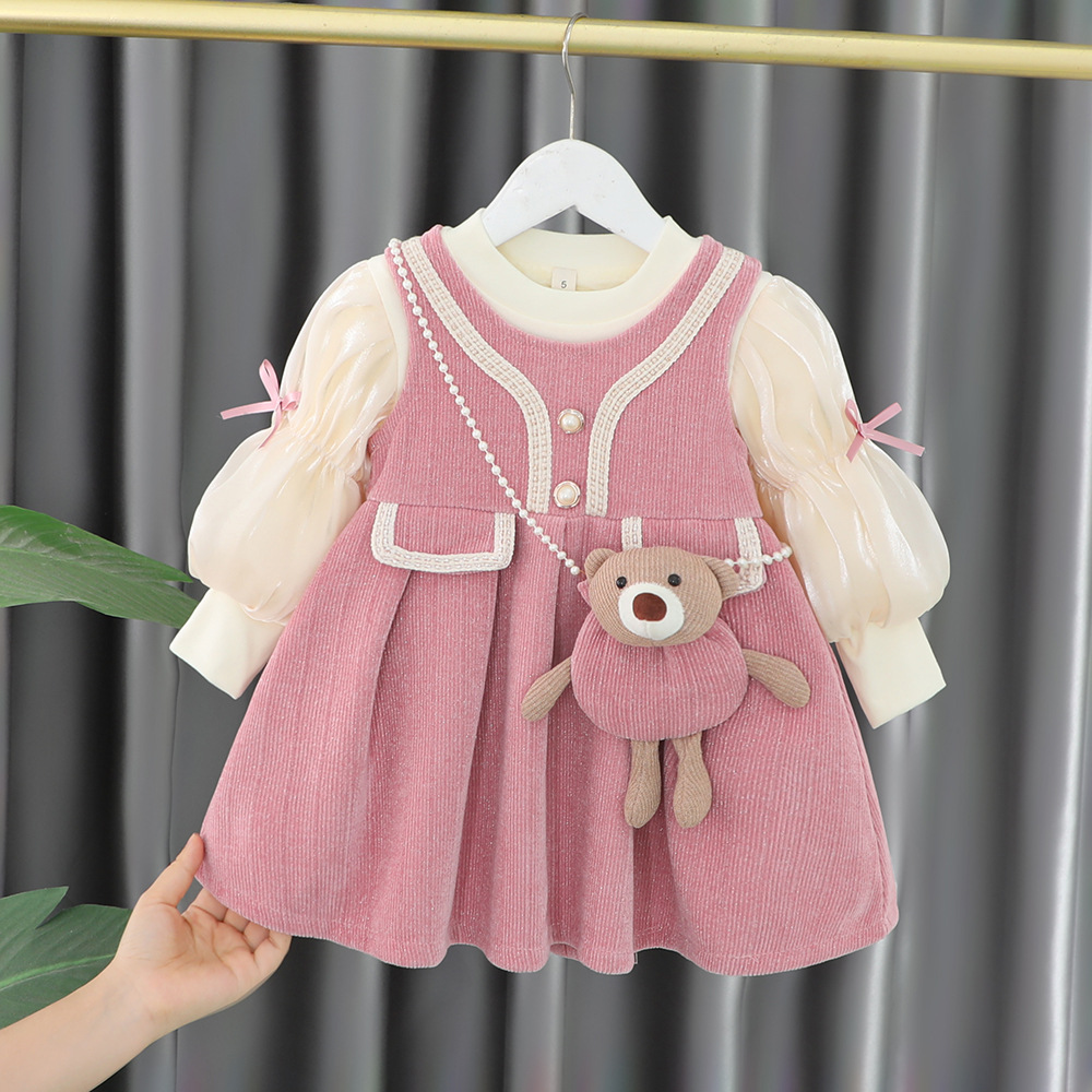 Children's winter western style one-year-old dress baby autumn and winter fashionable Korean style dress girls' winter princess dress delivery