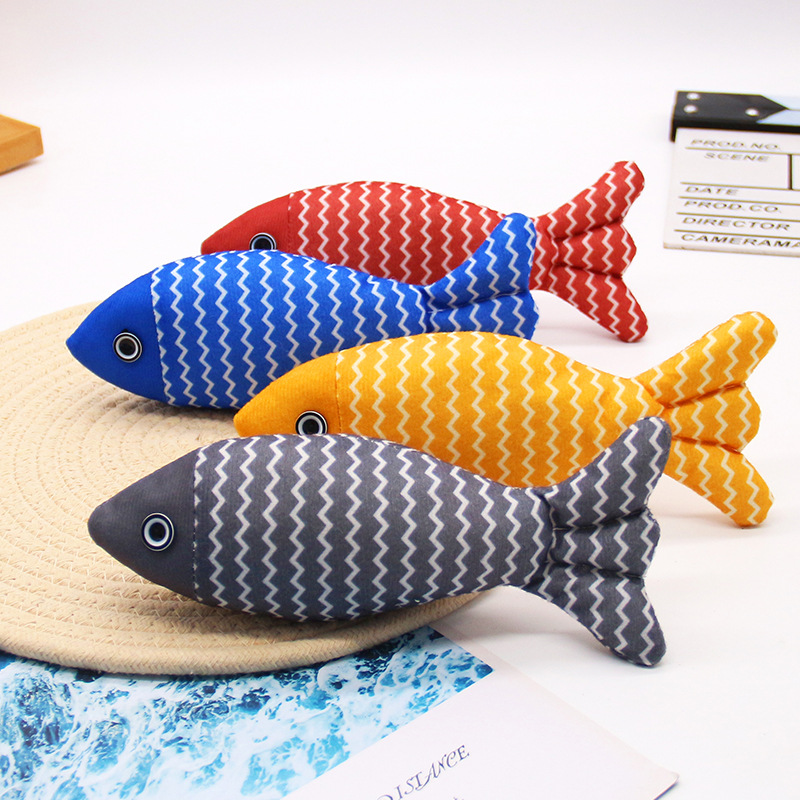 In stock cat toy funny cat linen fish self-Hi nibbling molar cat toy self-Hi catnip fish cat cloth fish