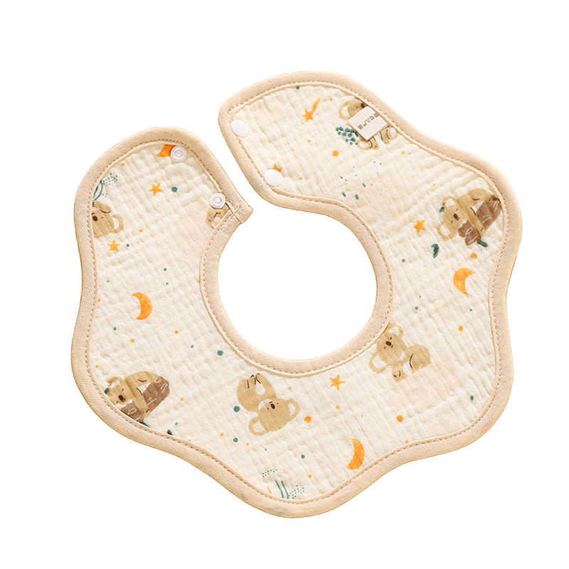 Newborn saliva towel breathable absorbent 360 degrees rotatable petal bib waterproof newborn male and female baby bib