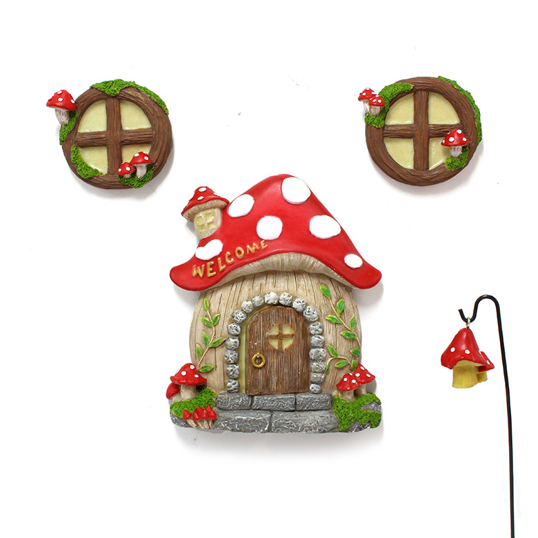 Amazon cross-border new mushroom doors and windows outdoor garden decoration creative resin courtyard villa tree decorations