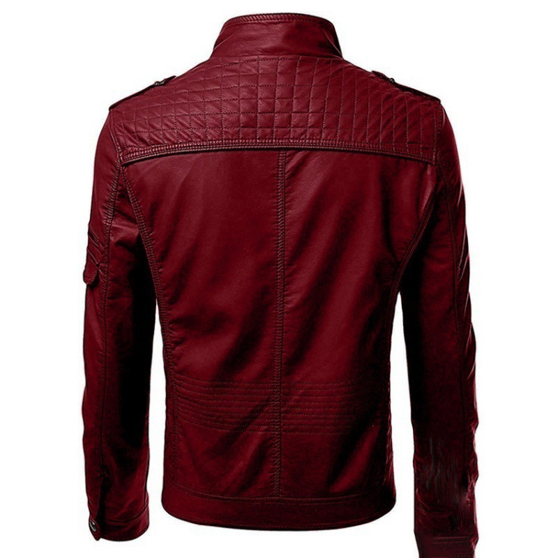 Cross-border supply 2022 winter foreign trade new leisure foreign trade leather men's European stitching collar jacket coat P100