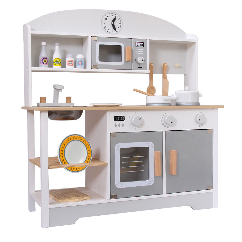 Boys and girls wooden house kitchen wooden simulation kitchenware children's cooking kindergarten play experience Hall toys