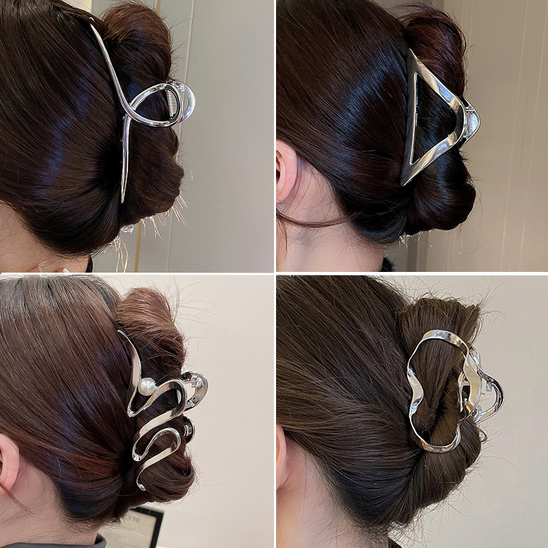 Korean Irregular Geometry Metal Hairpin Fashion High Sense Grab Clip Shark Clip Cold Wind Personality Hair Accessories Wholesale