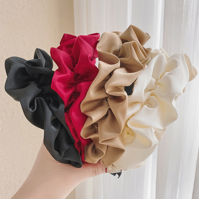 French Retro Black Pleated Headband Female Elegant All-match Hair Tie High Cranial Top Headwear High Sense Face Small Headband
