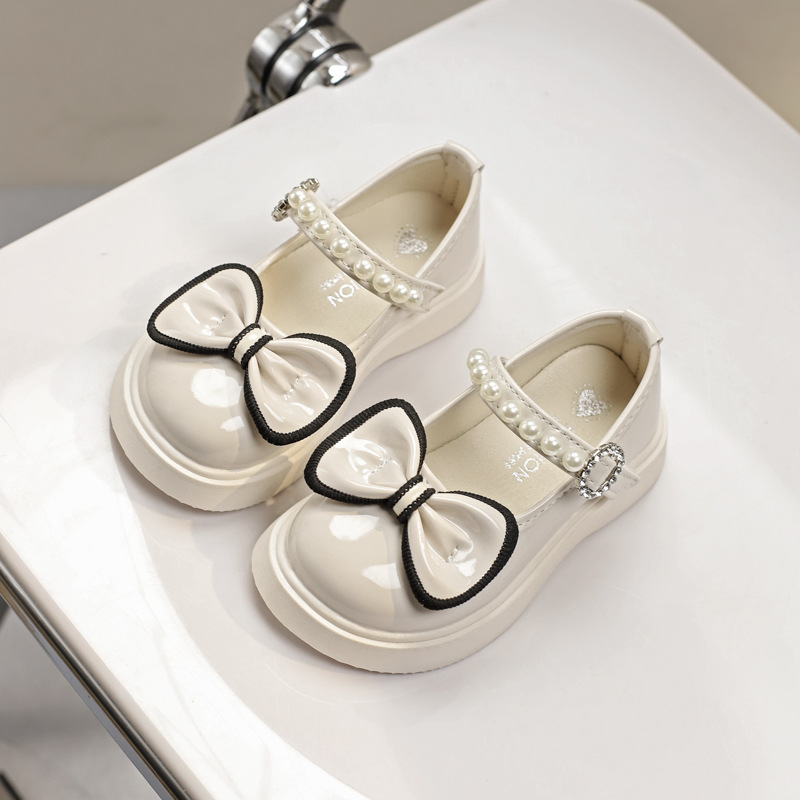 Girls Korean Princess Shoes 2023 Autumn New Girl Bow Casual Shoes Baby Soft-soled Leather Shoes Single-layer Shoes