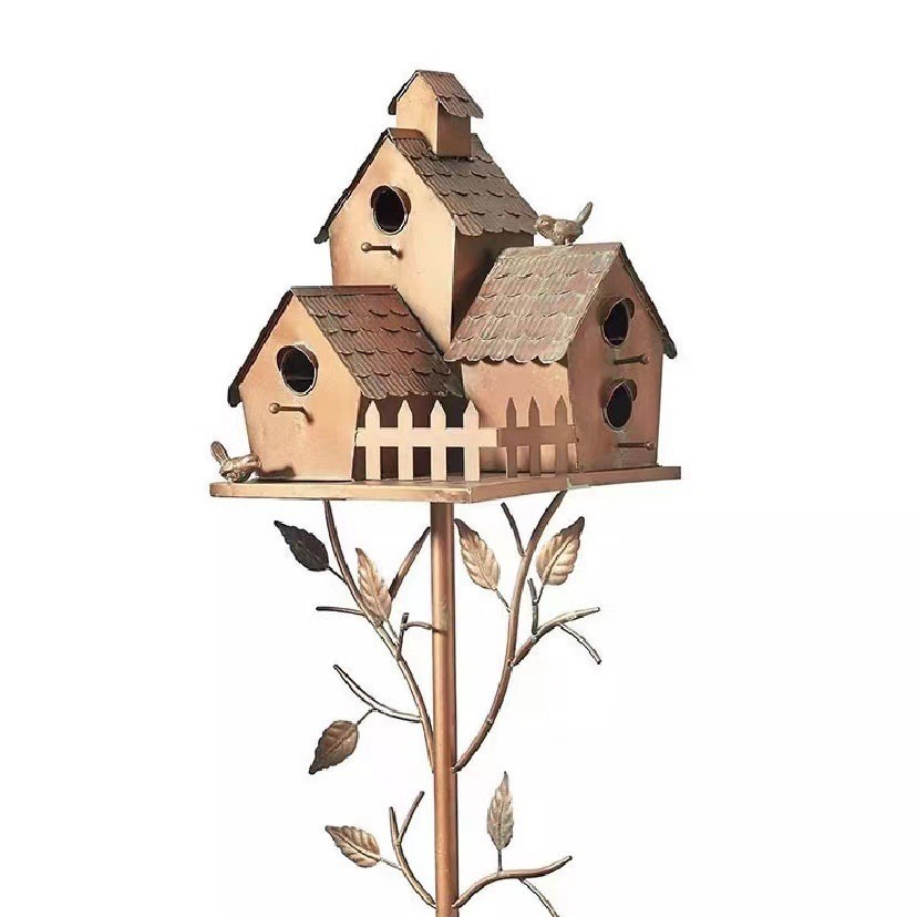In stock cross-border European and American independent station metal bird house Amazon bird nest garden decoration outdoor bird house garden decoration