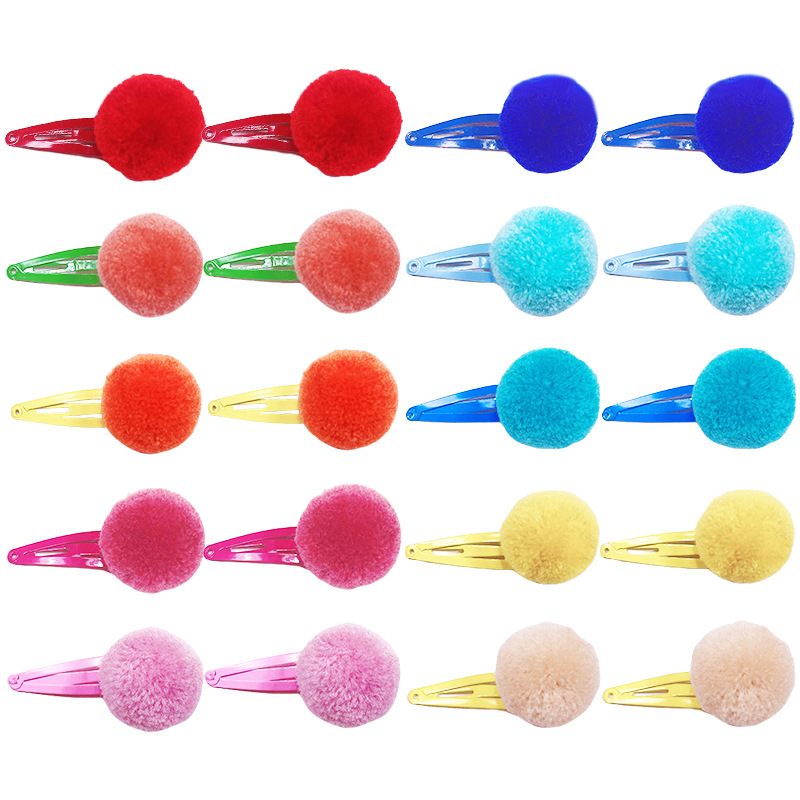 91115 Internet celebrity candy color hair ball BB clip Princess Rainbow drop clip children hairpin suit bye-bye clip
