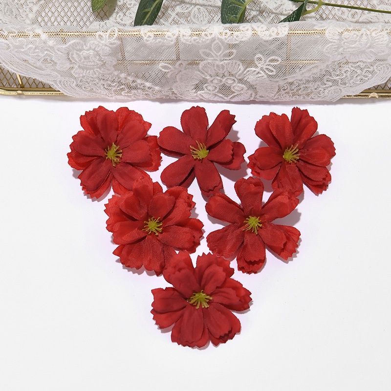 Artificial plum blossom head fake flower lucky flower silk flower daisy flower decoration supplies diy handicraft wedding