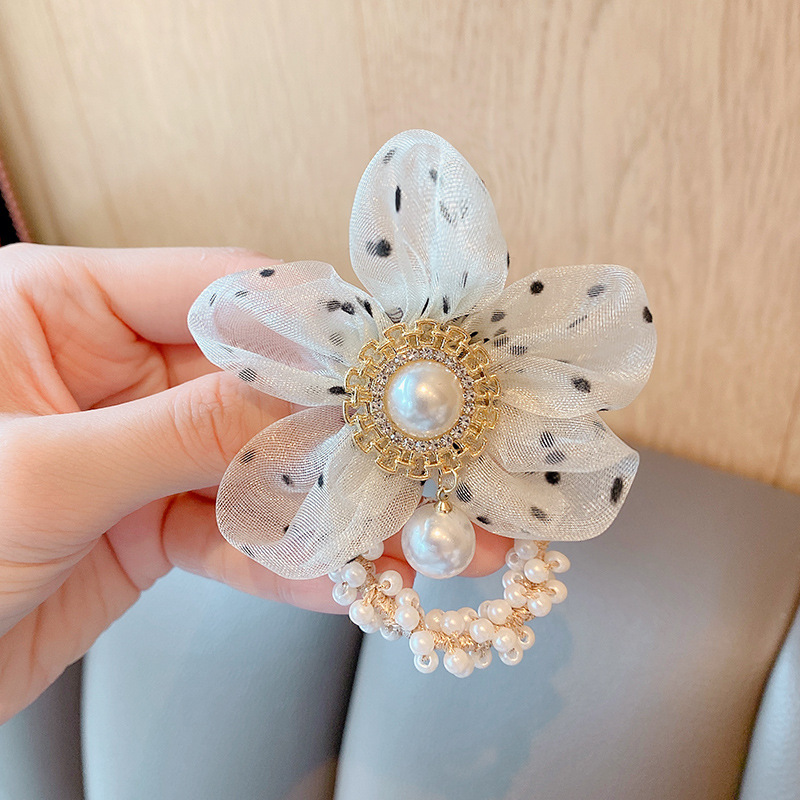 Children's Pearl Crown Hair Band Headwear Princess Headband Korean New Flower Little Girl's Ball Head Rubber Band