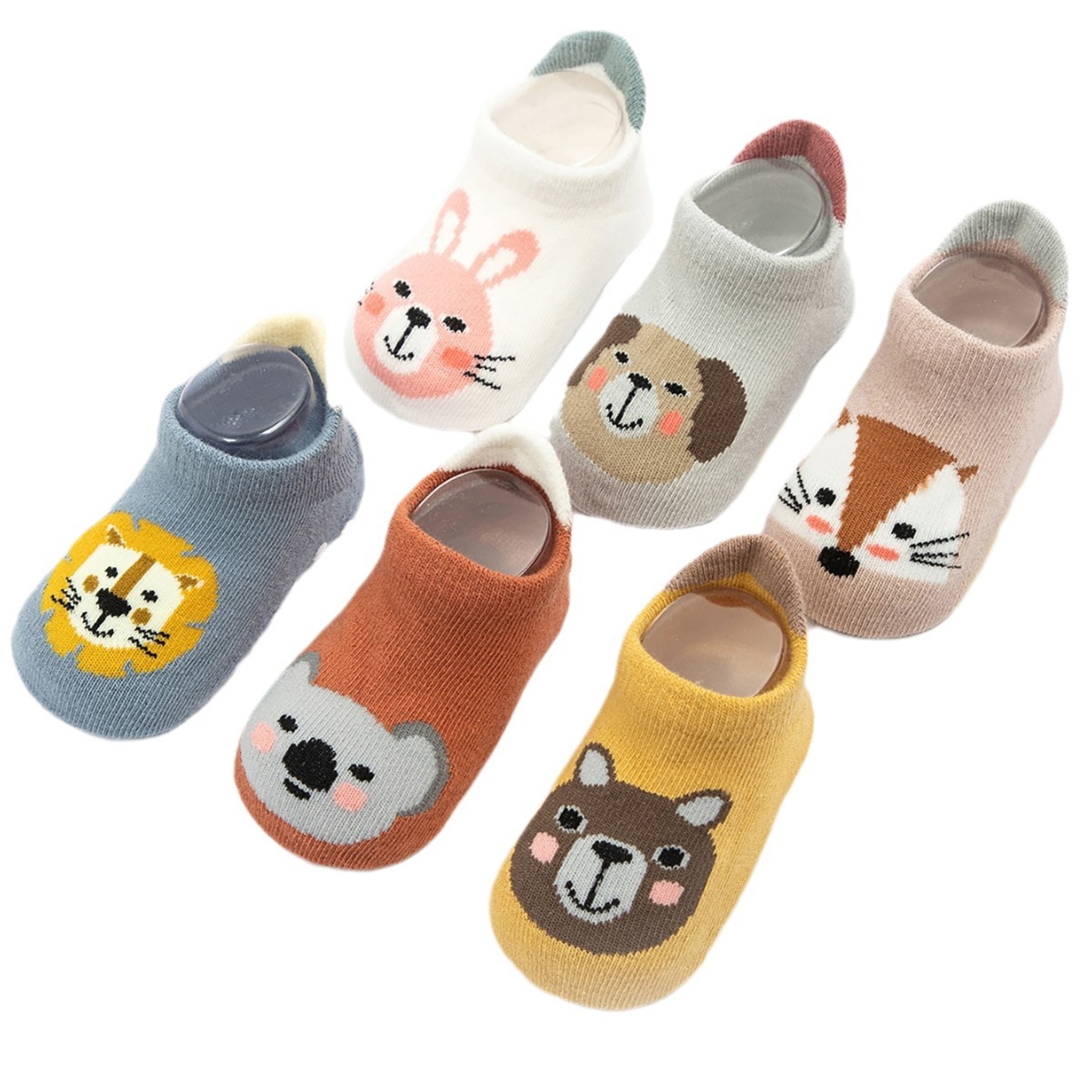 Cross-border exclusive for 6 pairs of baby children, boys and girls baby non-slip floor socks cartoon dispensing socks