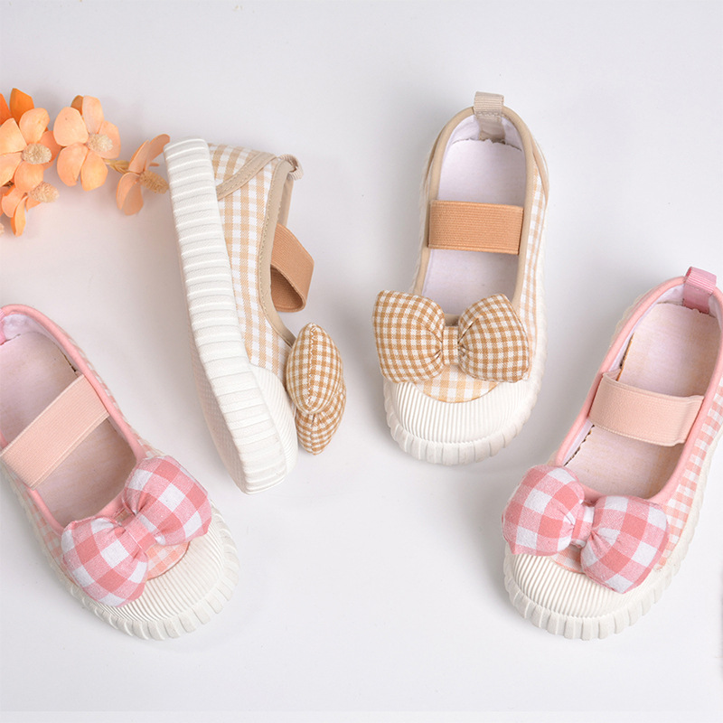 Foreign Trade Spring New Bow Baby Children's Canvas Shoes Korean Style Foot Girls' Children's Kindergarten Children's Shoes