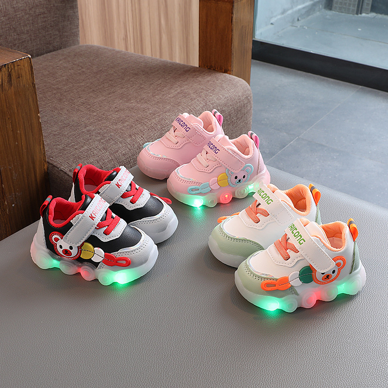 Waterproof Lights Shoes 0-1-3 Years Old Children Leather Toddler Shoes Men's and Women's Baby Shoes Non-slip Sneakers