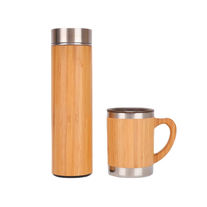 Cross-border vacuum stainless steel bamboo thermal insulation Cup Office business tea cup bamboo shell cup car coffee cup