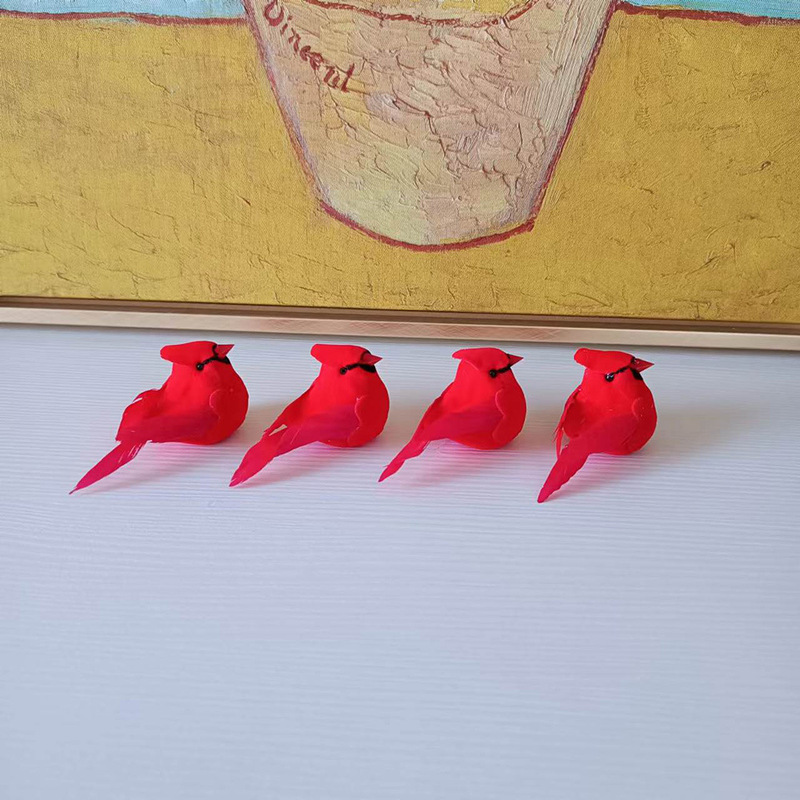 羽の赤い鳥の白鳥のクリスマスの鳥の泡の小鳥のシミュレーションの小鳥のクリスマスの装飾品の5cm-6cmクリップ付き|undefined