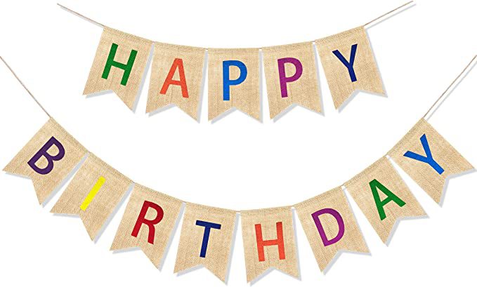 HAPPY BIRTHDAY linen swallow-tail flag HAPPY BIRTHDAY party party flower decorative banner