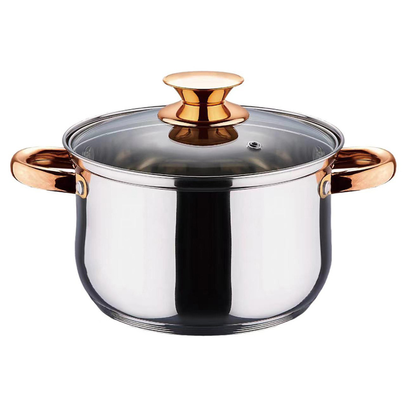 Foreign trade high quality thickened food grade 201 stainless steel soup pot double ear stew pot noodle pot dessert pot gift box
