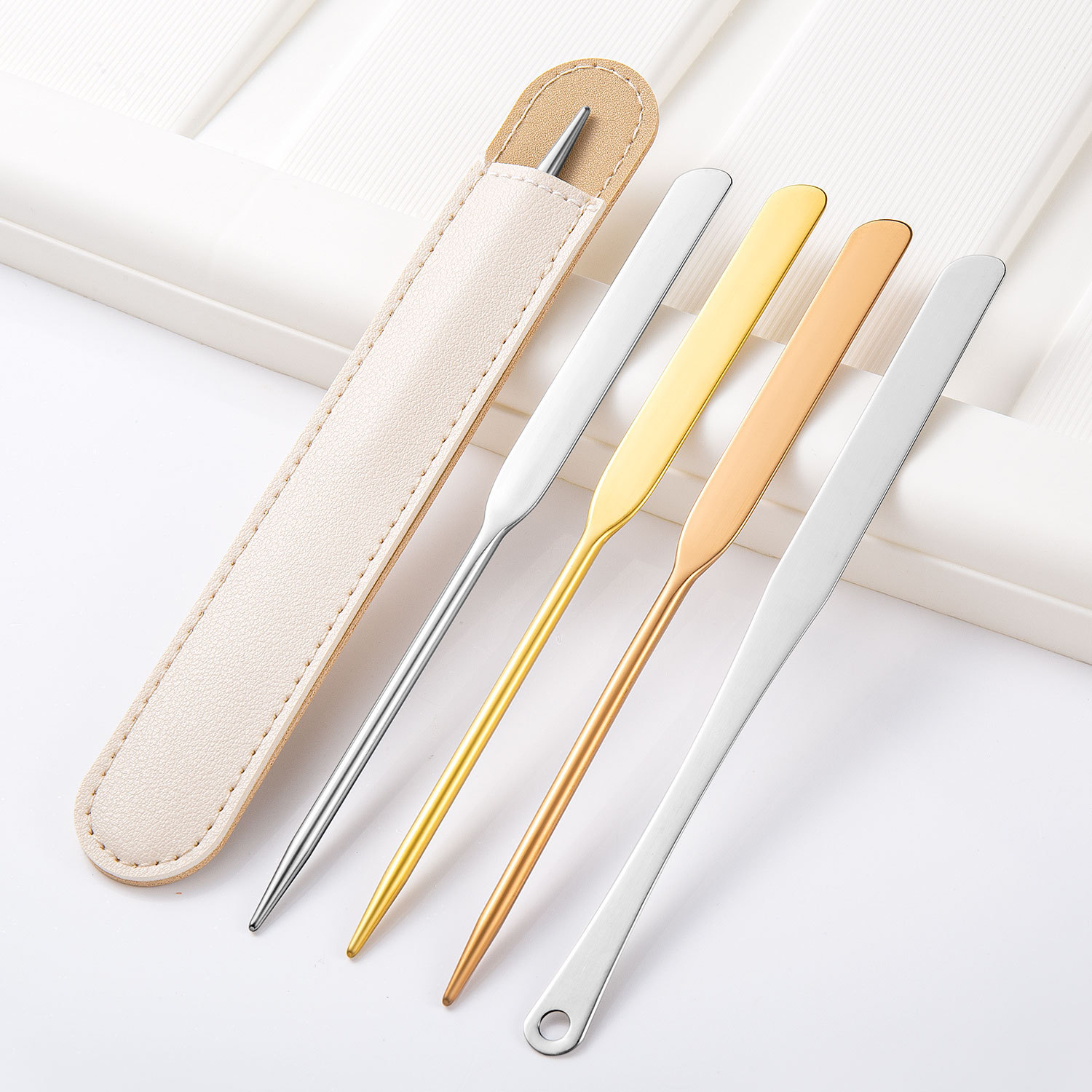 New foundation shovel palette stick stainless steel foundation liquid scraper double head foundation mask scraper palette makeup tool