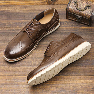 Men's ultra-light brogue casual shoes vintage spring and summer comfortable leather sneakers