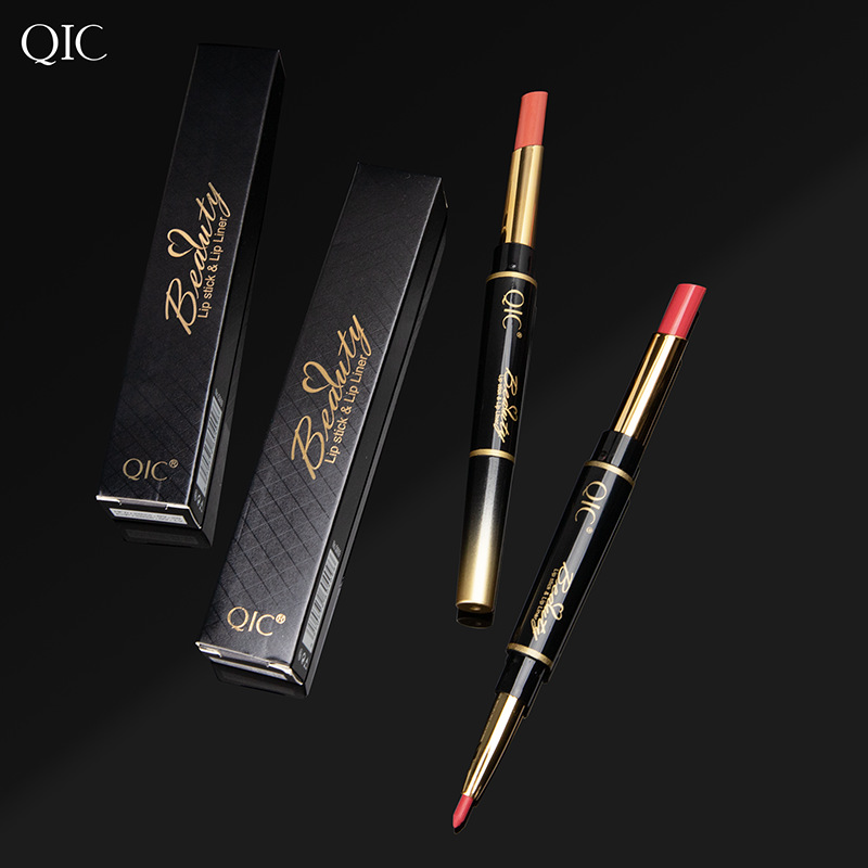 QIC Lipstick Lip Liner Double Head 2-in -1 Live Online Celebrity Recommended Makeup Rotating Lip Liner Draw Lipstick