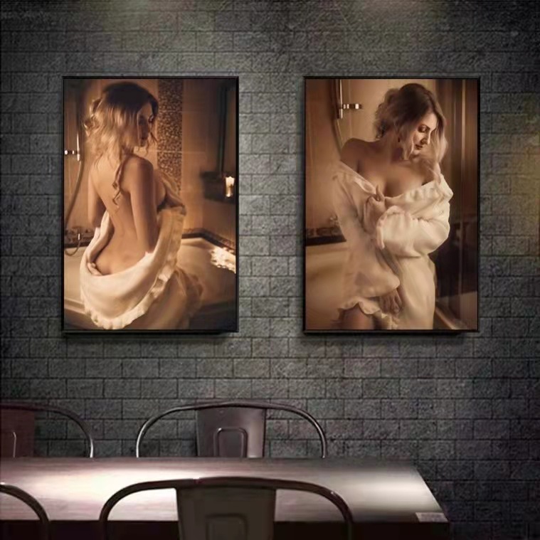 Bath Center Girl Painting Beauty Room Decorative Painting Club Mural Bar Bedroom Hotel Bathroom Hanging Painting