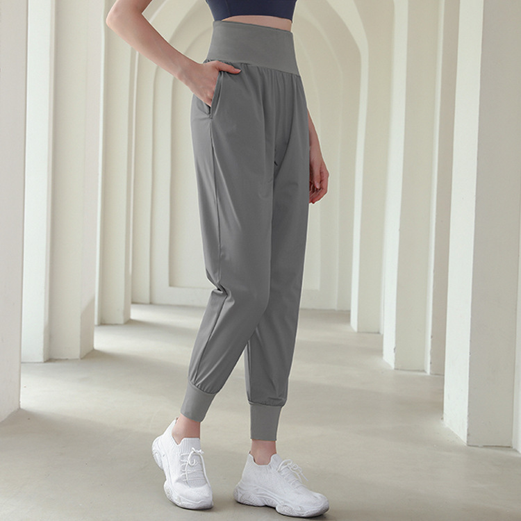 Loose Sports Trousers Trendy Foot Bundling Running Outdoor Training Hidden Double-Layer Belly High Waist Yoga Fitness Pants for Women