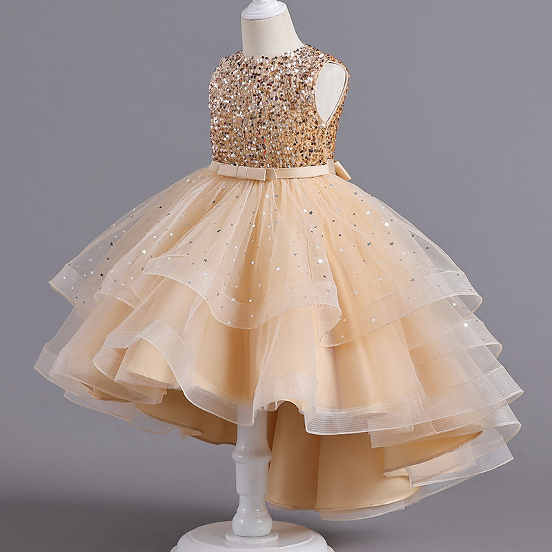 Cross-border best-selling girls' princess dress, European and American flower girl puffy tulle ball gown, runway piano performance dress