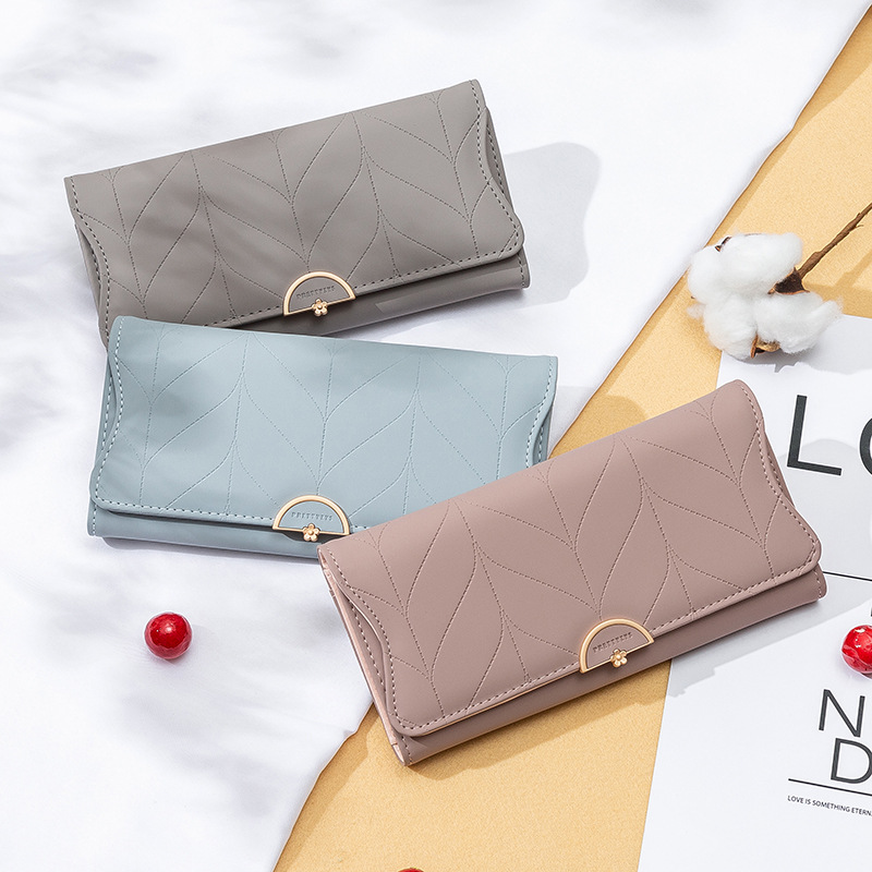 Prettyzys/Pruiti New Women's Long Wallet Fashion Buckle PU Small Fresh Clutch Leather Clutch
