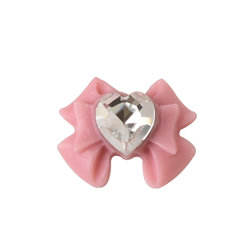 Cyber Celebrous Nail Art Dragon Heart Resin Bow Knot Inlaid Crystal Love Diamond Finished Beautiful Girl Stereo Bow Tie Nail Diamond