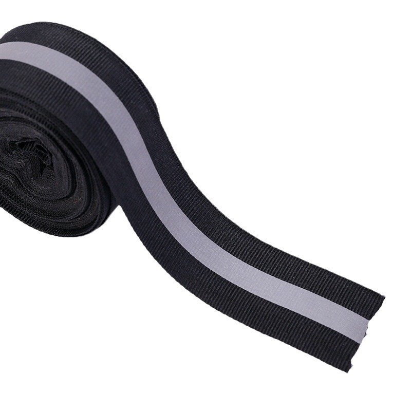 Wholesale Bright Silver TC Reflective Polyester Ribbon Garment Accessories Highlight Reflective Belt Traffic Sanitation Silver Gray Reflective Strip
