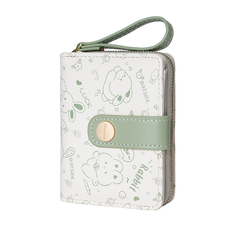 Fresh Japanese-style cute bunny women's wallet girls' wallet short zipper texture student card holder 2024 New