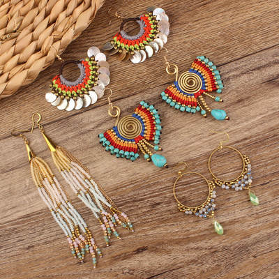 New Retro Ethnic Bohemian Beach Fan Elegant Earrings Fashion Handmade Woven All-match Tassel Ears