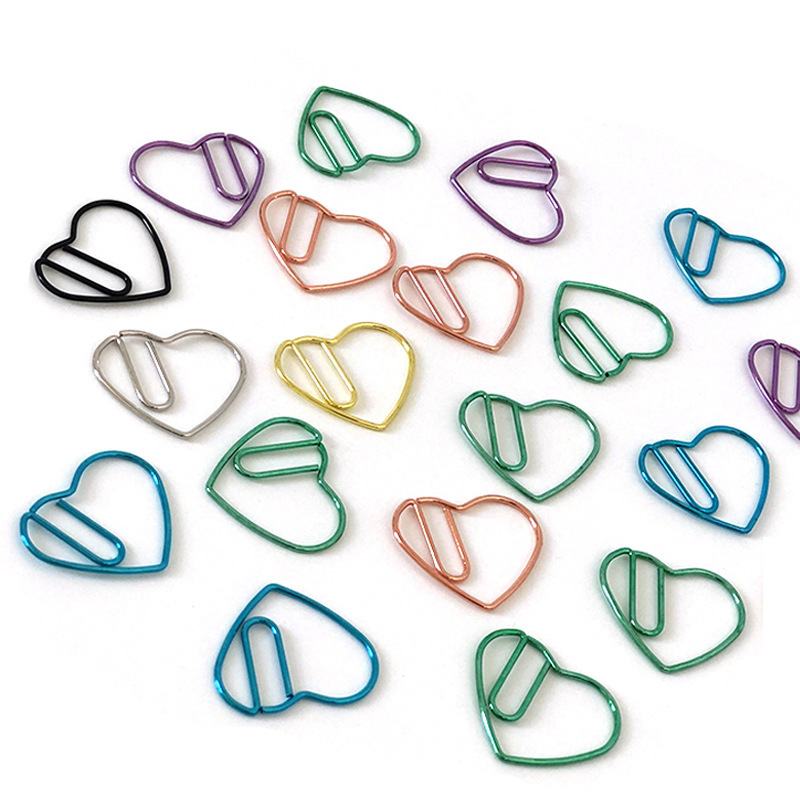Factory in stock direct sale metal love paper clip creative paper clip cute bookmark special-shaped paper clip accessories