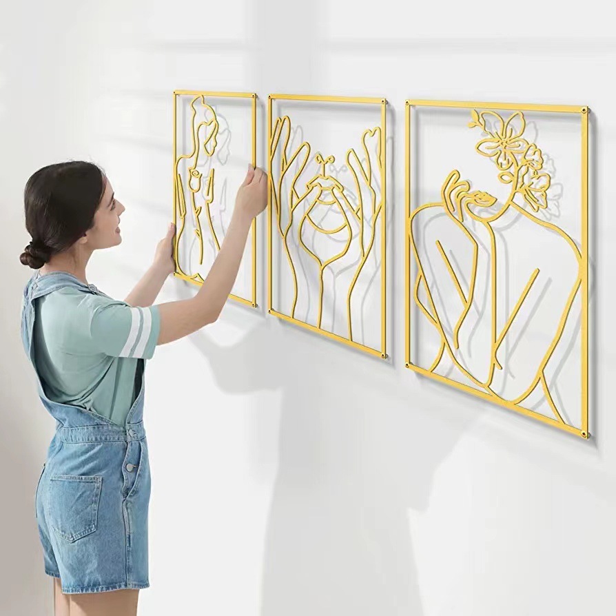 Cross-Border dedicated to minimalist art women's line background wall decoration pendant modern simple iron wall decoration