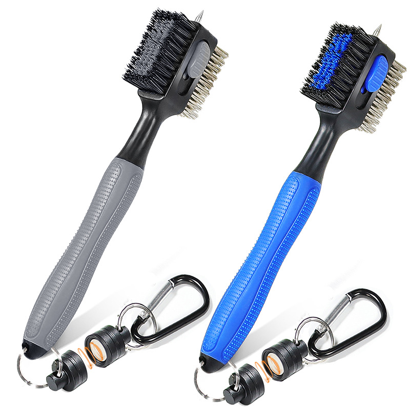 Cross-border new Mini Magnetic buckle golf club cleaning brush golf brush golf accessories manufacturers