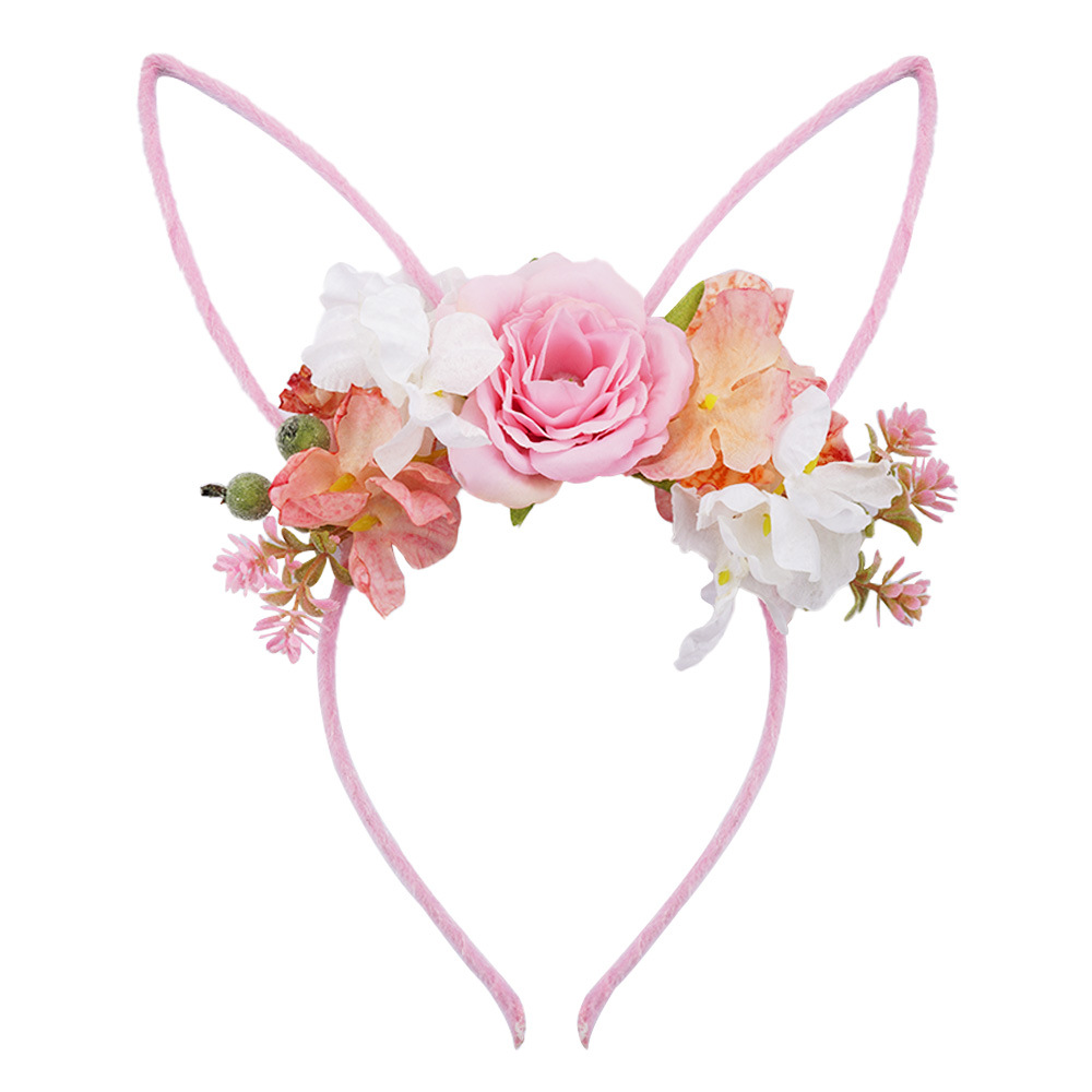 European and American Flower Children Hair Band Cross Border Cute Rabbit Ears Party Headband Women Easter Hair Band Dress Up