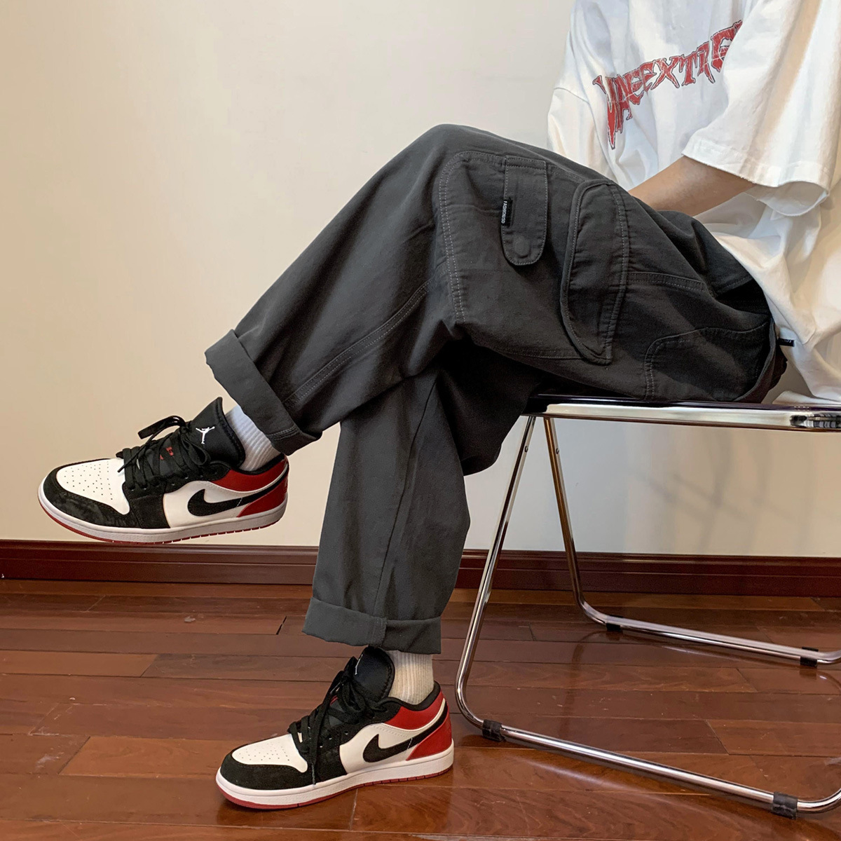 Army Green Work Pants Men's Summer Thin Straight Cityboy Pants Retro  Street Skate Pants