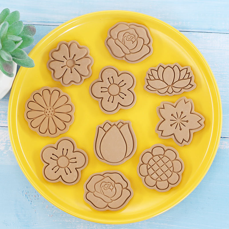 Flower Cookie Mold Chrysanthemum Cherry Blossom Plum Blossom Cartoon Fondant Cake Baking 3d Cookie Molding Tool