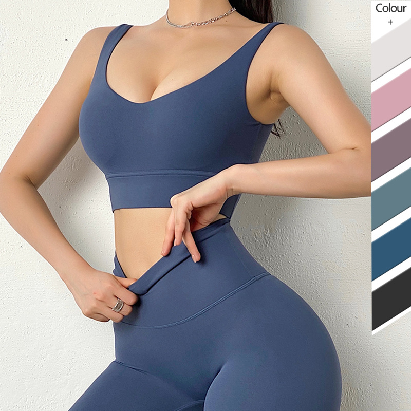 European and American Scrub Naked Beauty Back Sports Underwear Women's High Strength Fitness bra Running Push-up Shockproof Yoga bra