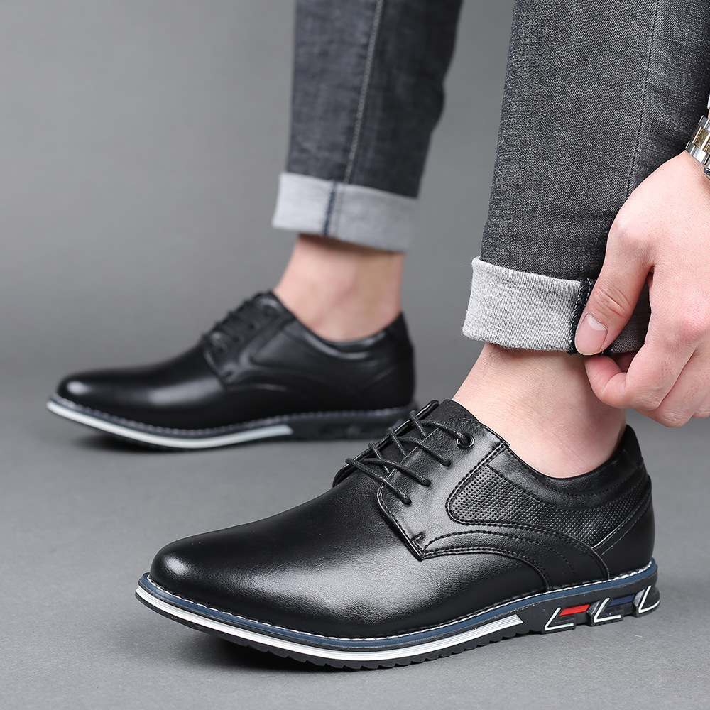 2025 Men's Leather Shoes Soft Bottom Soft Leather Casual Shoes Autumn Black British Business Dress Work Fashion Men's Shoes