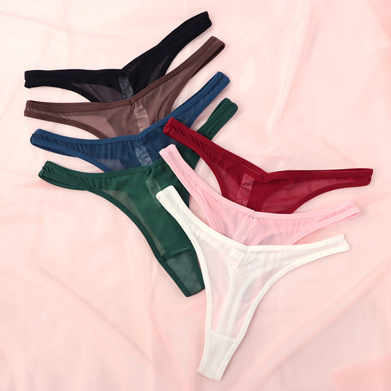 T1880 European and American cross-border thong transparent sexy low waist wholesale underwear women's T pants women's large size split size