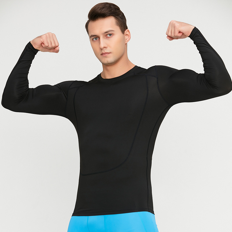 Spring 2024 Amazon quick-drying long-sleeved tights basketball bottoming shirt men's running workout clothes sports top