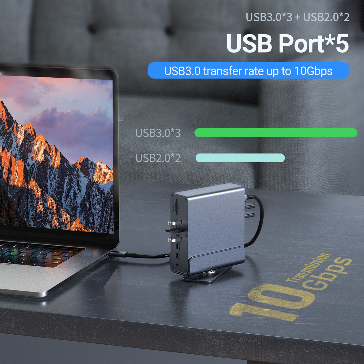 Type-c Expansion Dock USB Multi-Interface Adapter Splitter Gigabit Port Vertical Desktop 15-in -1 Docking Dock